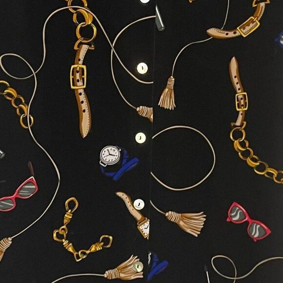 APT. 9 Belted Knee Length Dress Womens M Black Baroque Watches Sunglasses Casual - Picture 4 of 12